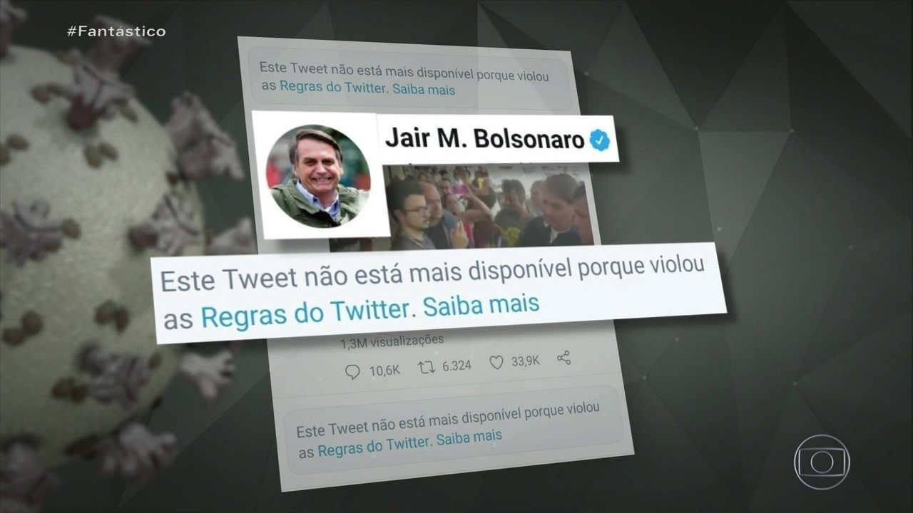 Twitter apaga publicação de Bolsonaro sobre fim de isolamento 30/03/2020